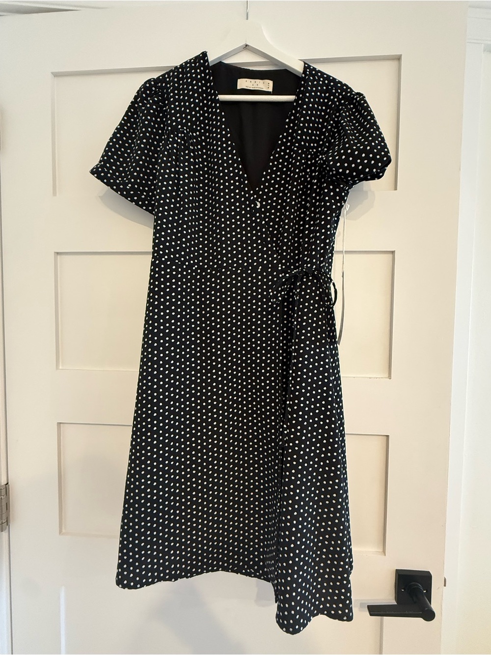 NWT Polka Dot Wrap Dress - Black with White Dots